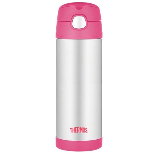 Thermos - FUNtainer dětská nerezová termoska s brčkem 470 ml růžová